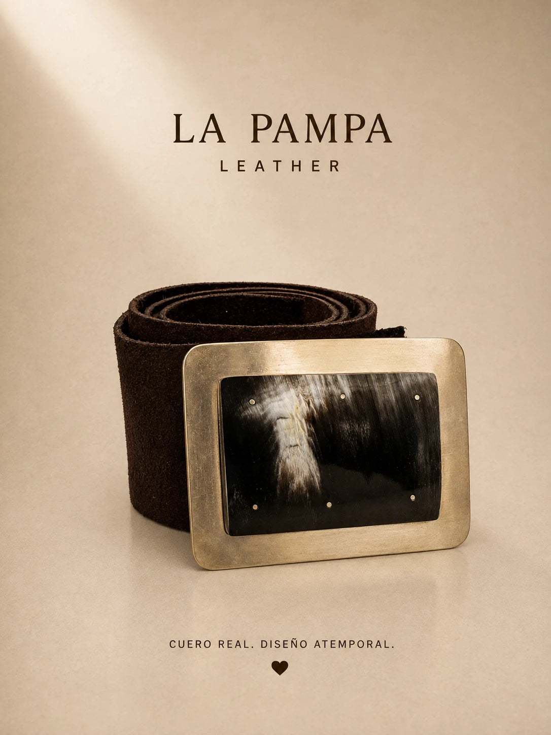 Cinturón de Gamuza con Hebilla de Asta y Alpaca