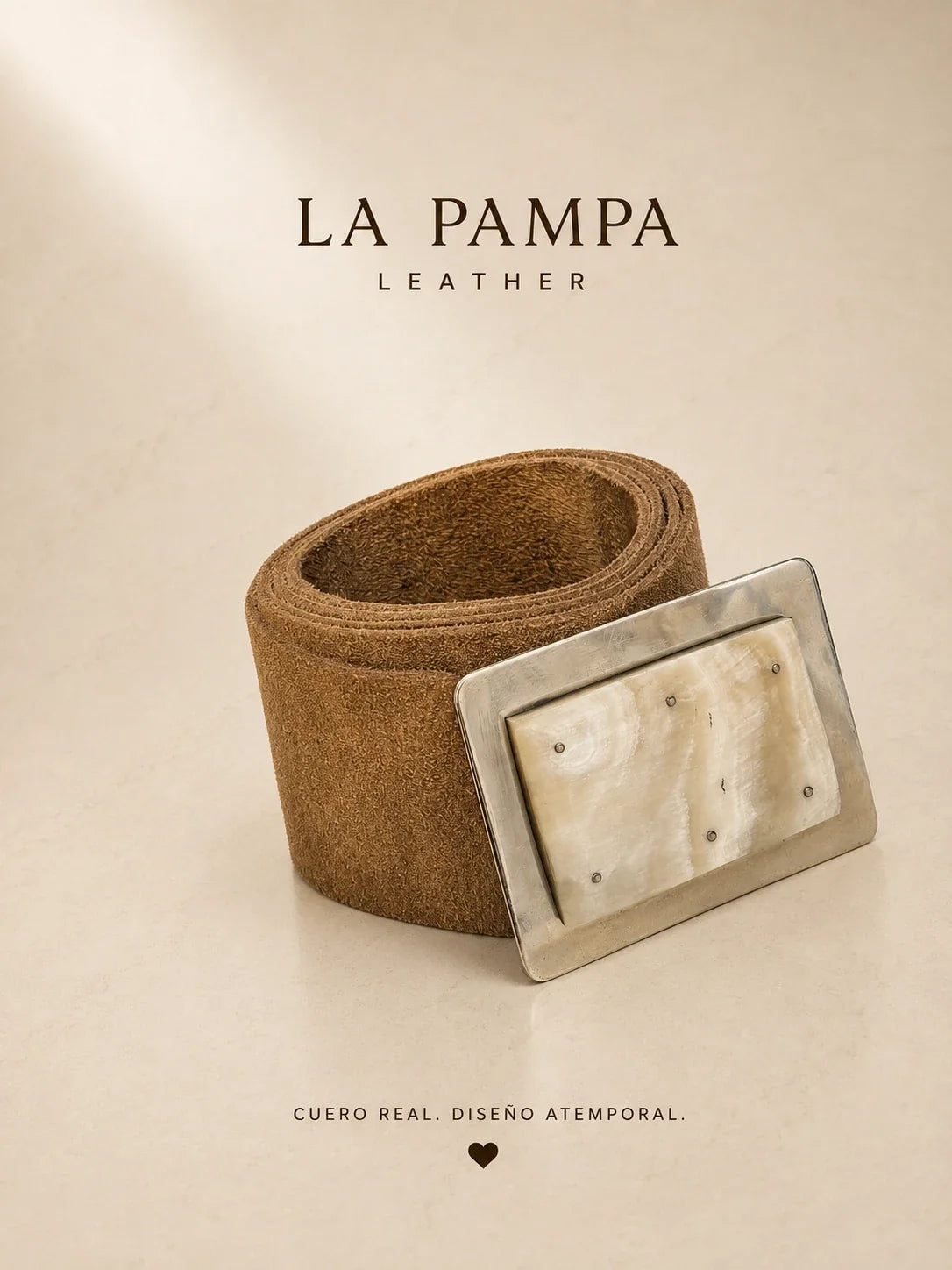 Cinturón de Gamuza con Hebilla de Asta y Alpaca