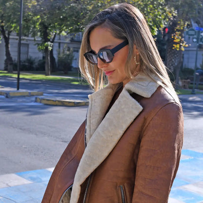 Chaqueta de Cuero con Corderito Mujer |Amalia PRE ORDER