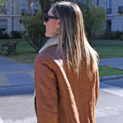 Chaqueta de Cuero con Corderito Mujer |Amalia PRE ORDER