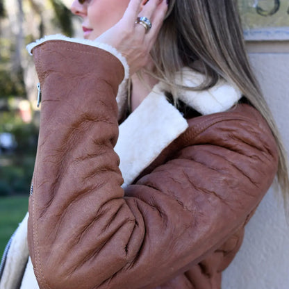 Chaqueta de Cuero con Corderito Mujer |Amalia PRE ORDER