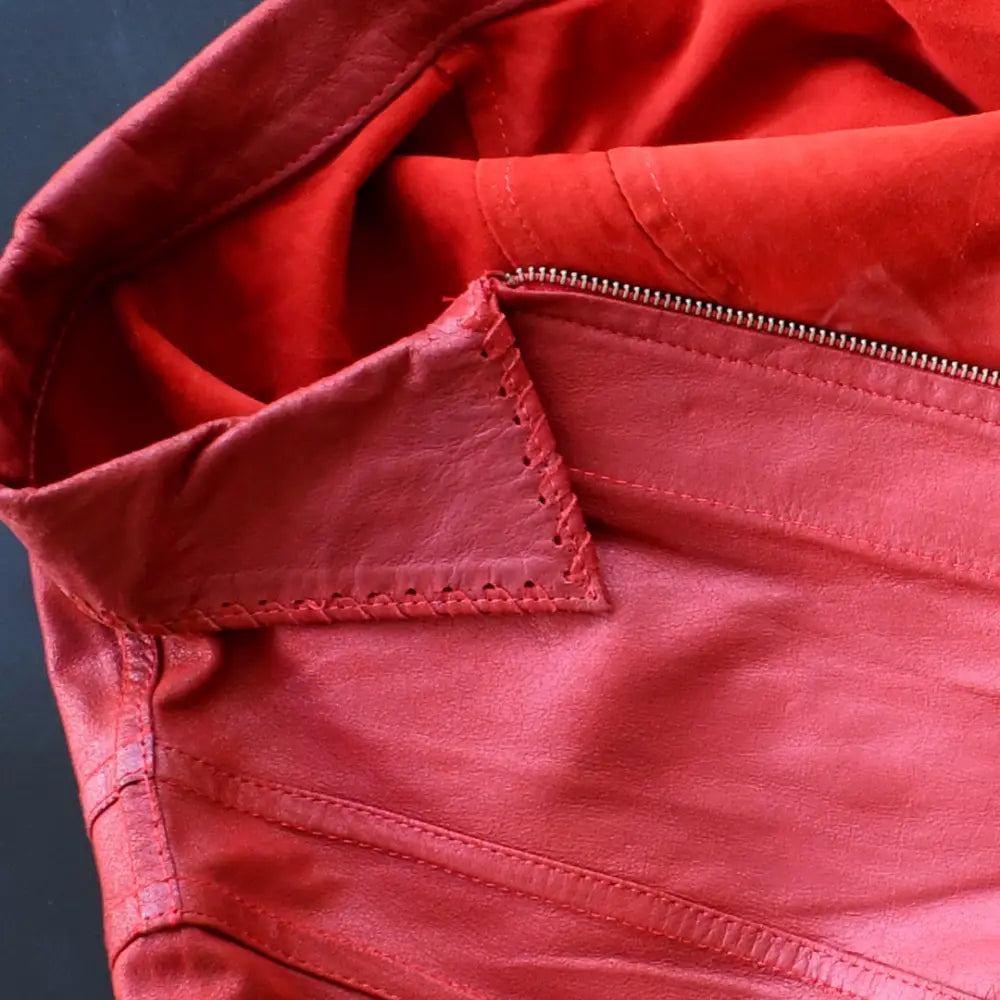 Chaqueta Reversible Roja de Cabrito 100% reversible | Sara  | Cuero y Gamuza Premium