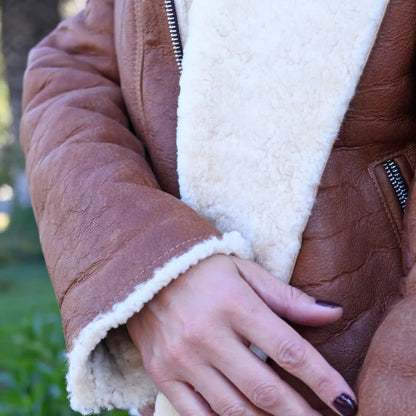 Chaqueta de Cuero con Corderito Mujer |Amalia PRE ORDER