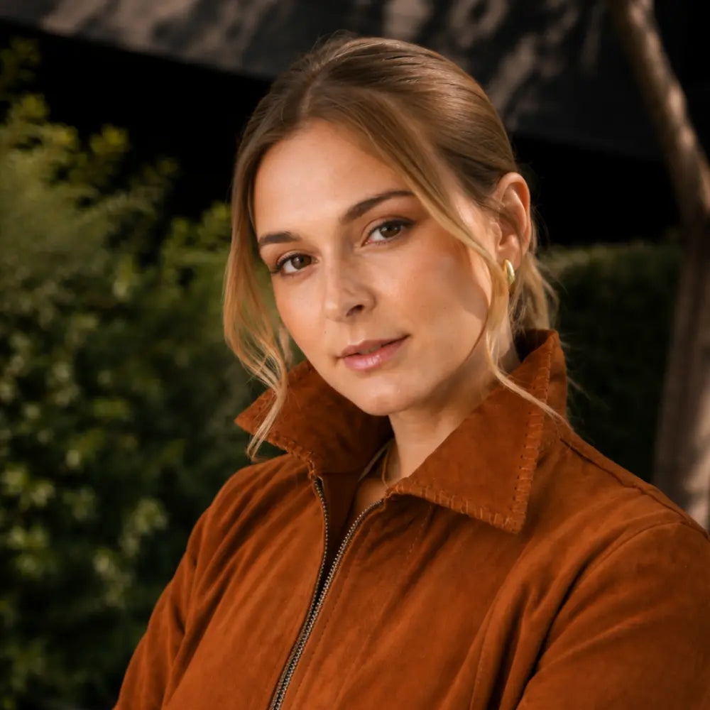 Chaqueta Reversible Habano de Cabrito | Sara | Gamuza y Cuero Premium