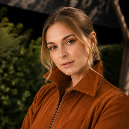 Chaqueta Reversible Habano de Cabrito | Sara | Gamuza y Cuero Premium