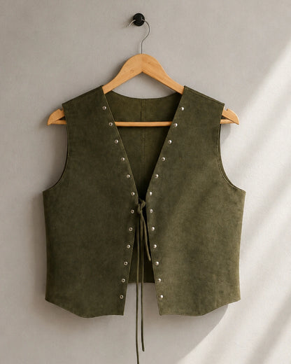 Chaleco de Gamuza Verde Musgo