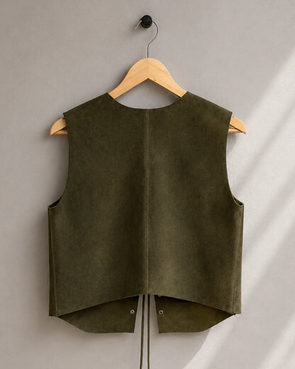 Chaleco de Gamuza Verde Musgo