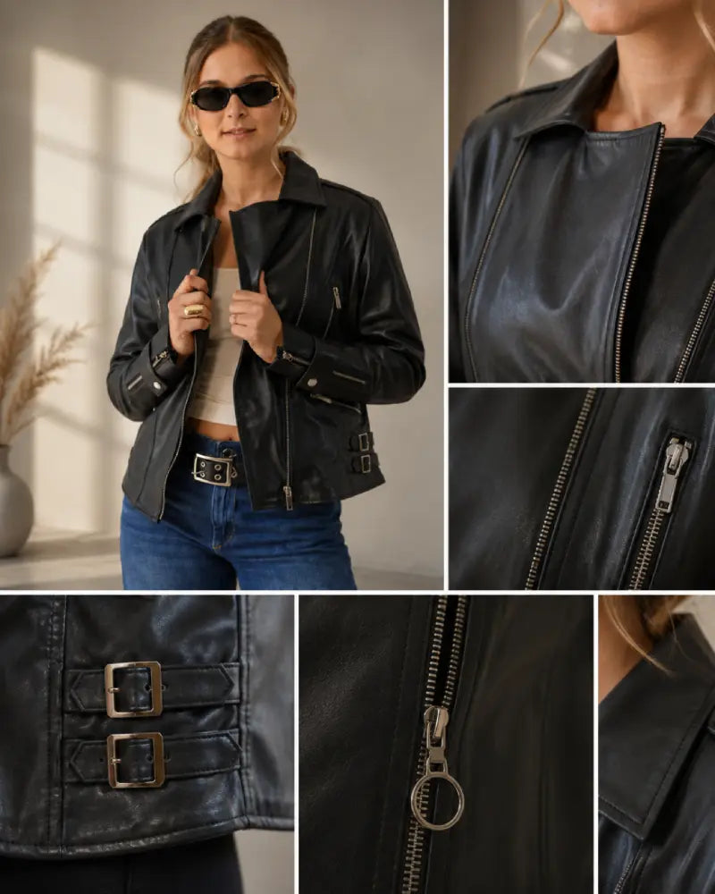 Chaqueta Biker de Cuero Premium Mujer | Eugenia