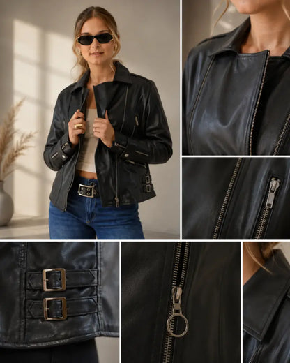 Chaqueta Biker de Cuero Premium Mujer | Eugenia