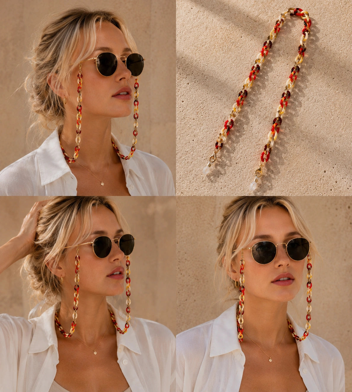Strap para Anteojos | Cadena Rojo dorado