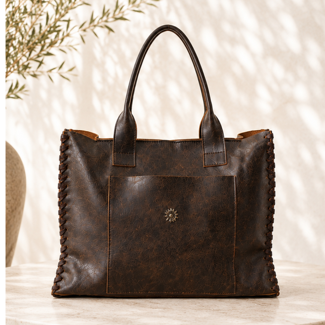 Cartera Hebra de cuero premium color óxido confeccionada artesanalmente por La Pampa Leather.