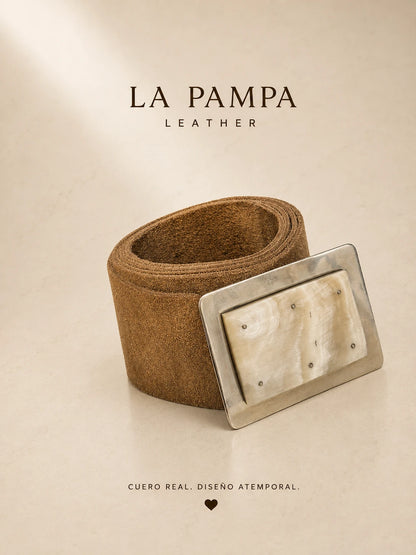 Cinturón de Gamuza con Hebilla de Asta y Alpaca