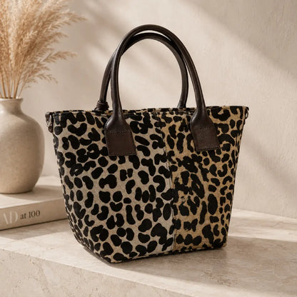 Cartera Milagros de Cuero con Pelo Animal Print | La Pampa Leather Chile