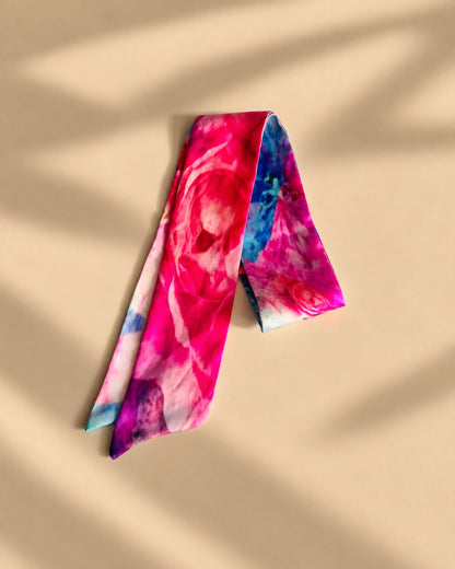 Twilly de Seda Estampado Rosados