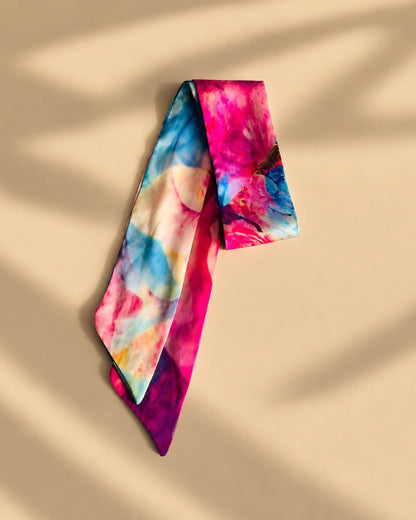 Twilly de Seda Estampado Rosados