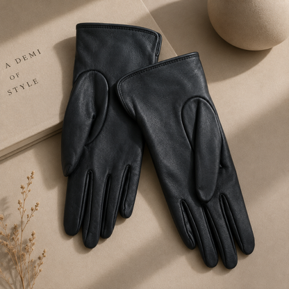 Par de guantes negros de cuero genuino La Pampa Leather